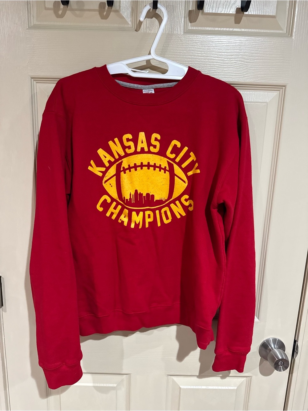 Kansas City Chiefs Football Champions Red Graphic Crewneck Sweatshirt
